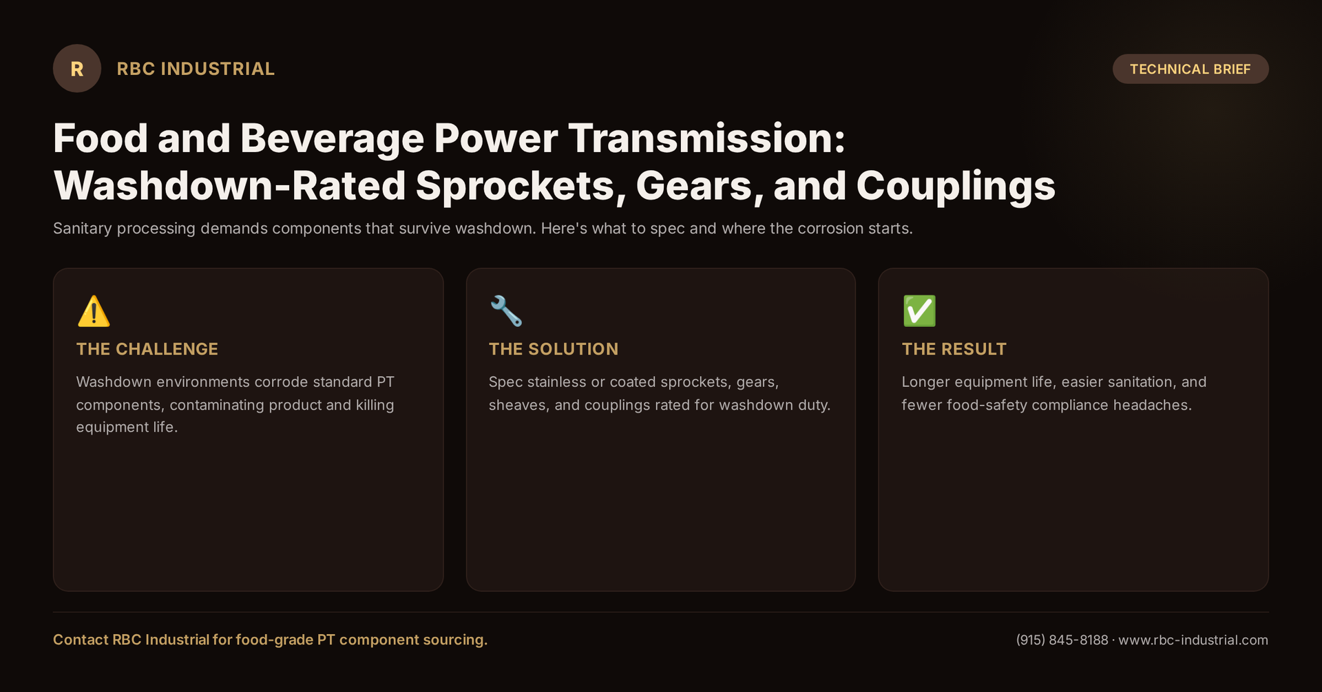 Food and Beverage Power Transmission: Washdown-Rated Sprockets, Gears, and Couplings
