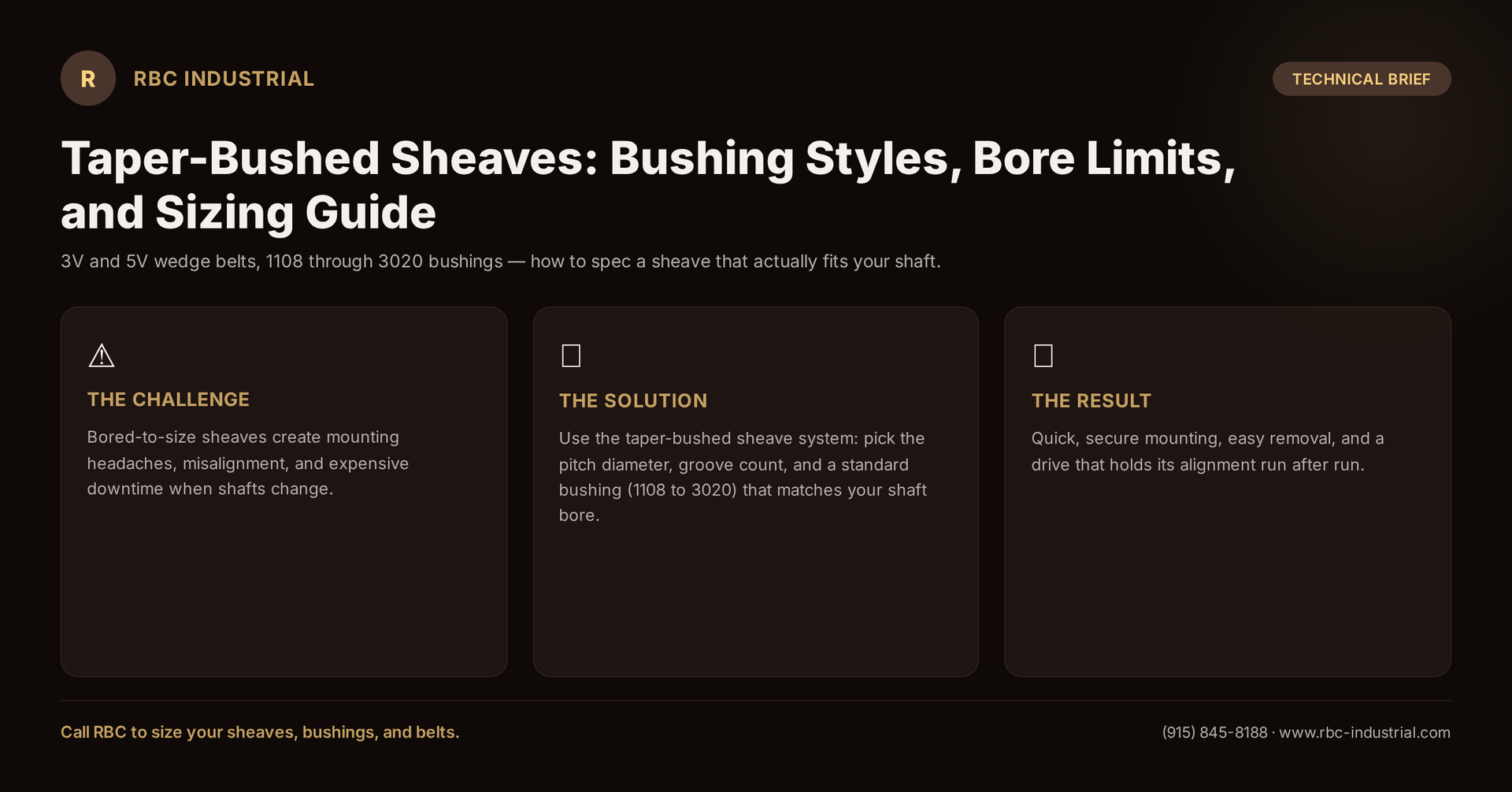 Taper-Bushed Sheaves: Bushing Styles, Bore Limits, and Sizing Guide
