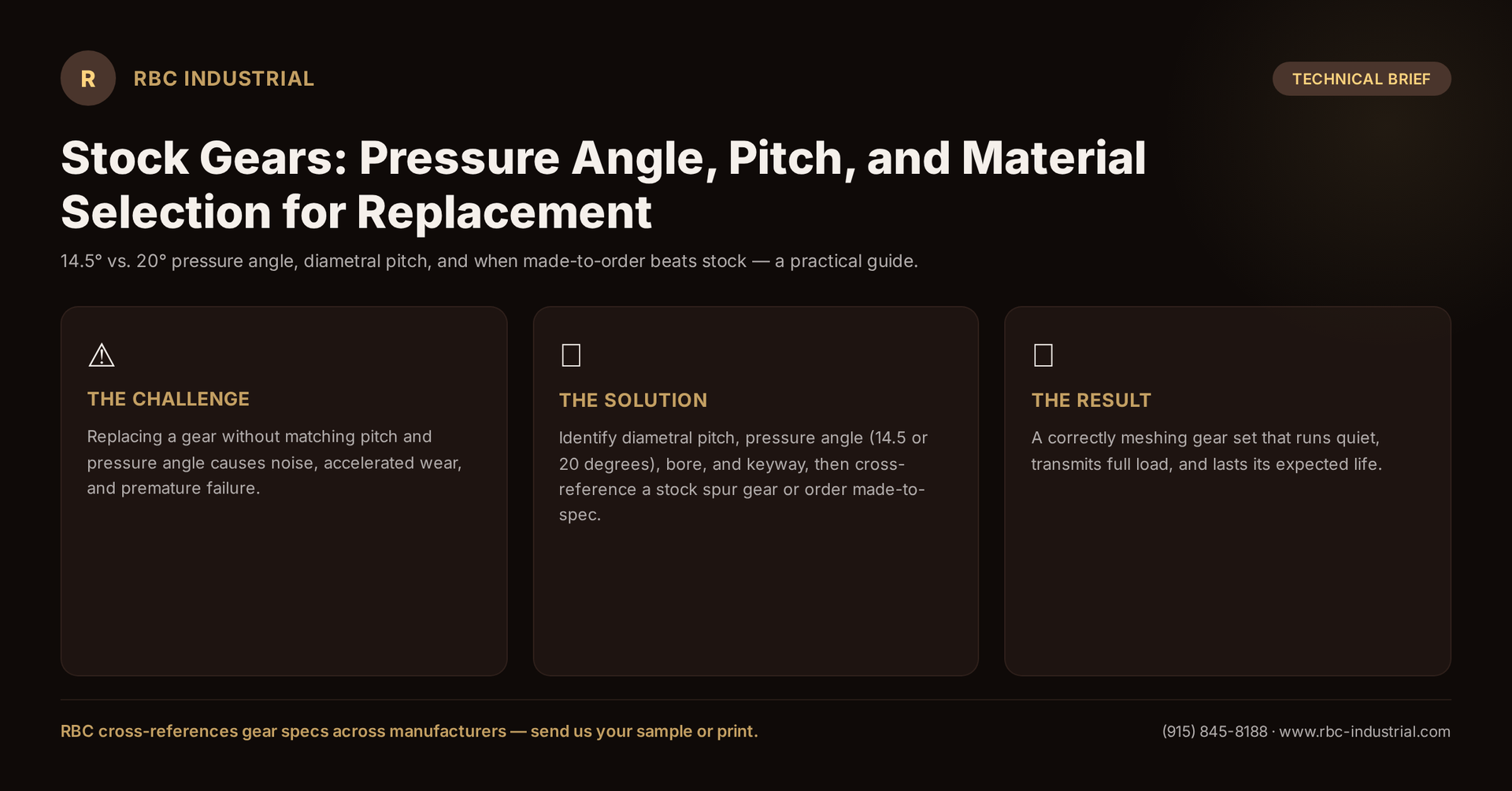 Stock Gears: Pressure Angle, Pitch, and Material Selection for Replacement