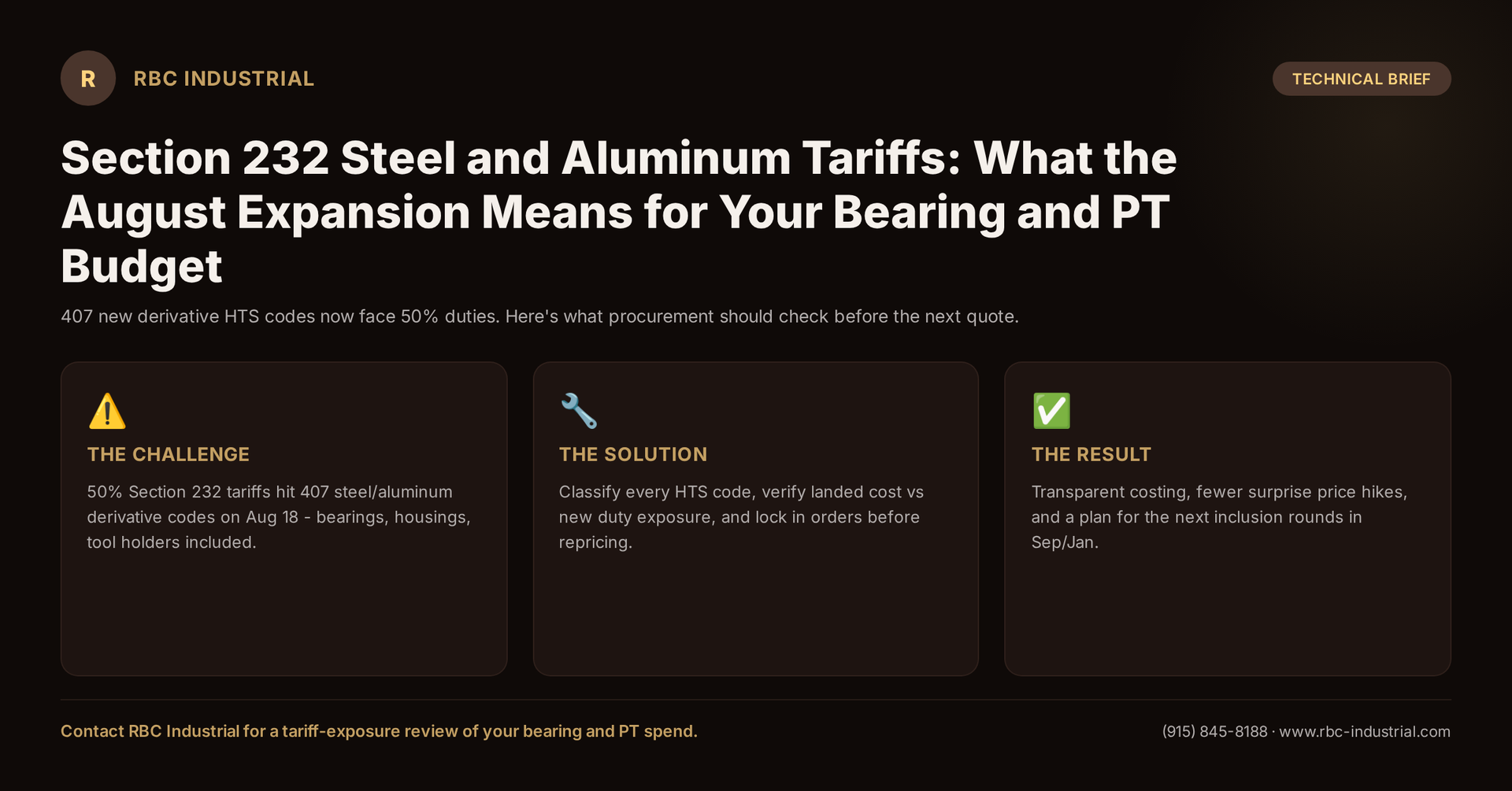 Section 232 Steel and Aluminum Tariffs: What the August Expansion Means for Your Bearing and PT Budget