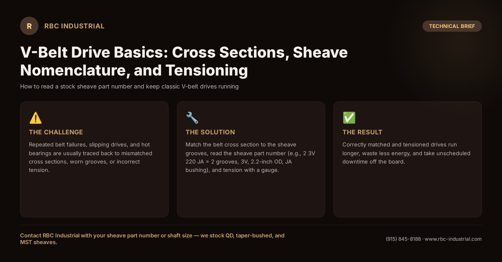 V-Belt Drive Basics: Cross Sections, Sheave Nomenclature, and Tensioning