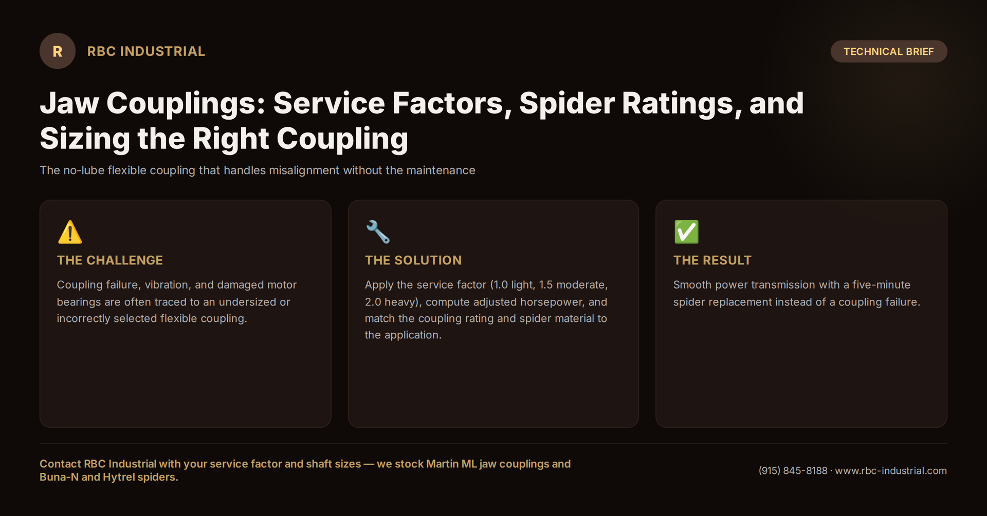 Jaw Couplings: Service Factors, Spider Ratings, and Sizing the Right Coupling