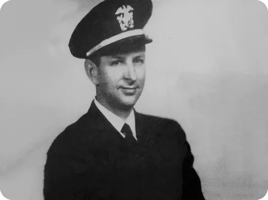 Historical photo of the original Roger Brown Company location and team, founded in 1946 by veteran Roger P. Brown